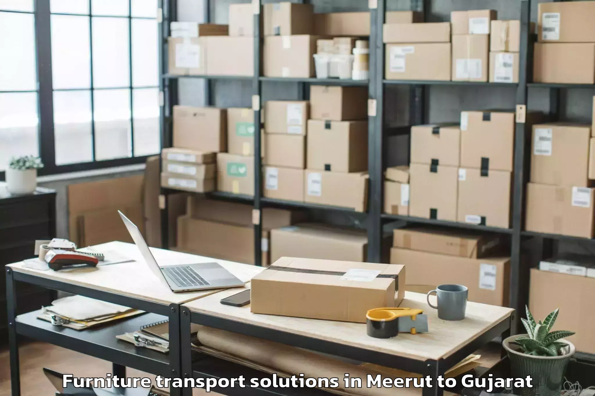 Book Meerut to Vansda Furniture Transport Solutions Online